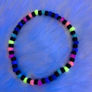 🍒 5/$25 🍒 Pastel & Black Rainbow Rave Kandi Choker Necklace